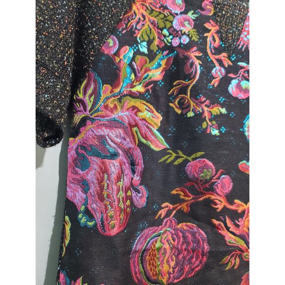 Anthropologie James Coviello Pink Floral Metallic Brocade Knit Top Size Medium - Picture 5 of 8